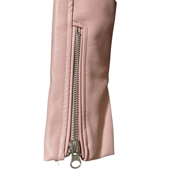 Moto Faux Leather Biker Jacket (Blush Pink) - Picture 8 of 9